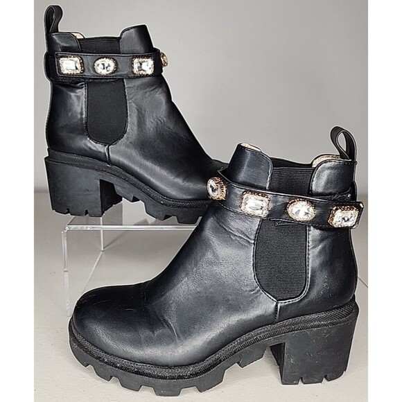 Steve Madden Shoes - Steve Madden Womens Black Amulet Block Heel Chelsea Ankle Boots US 7 M